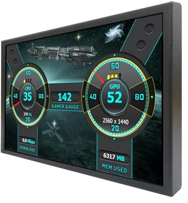 VSDISPLAY Pantalla IPS portátil Negra de 8 Pulgadas, 1280x800, 350 nits, con Temperatura, Tema Integrado, para Datos de CPU, RAM y HDD de PC