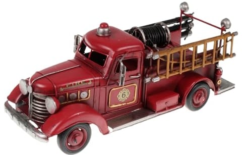 Unbekannt Feuerwehr Auto Metall 30 cm mit Spardose Oldtimer Nostalgie Blech Löschwagen Modell Wagen LKW