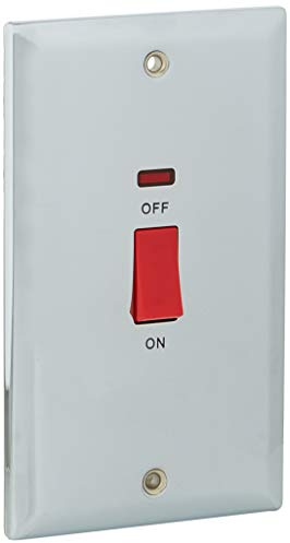 Knightsbridge 45A DP Switch with Neon (Double Size) -Bevelled Edge Polished Chrome