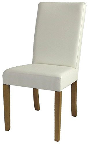 Brasilmöbel® Esszimmerstuhl Narrow weiß gepolstert - Farbton Honig Lehnstuhl Stuhl Hochlehner Polsterstuhl Sitzgruppe Essgruppe Kaffee Samt Kissen Esszimmer Wohnzimmer Küchenstuhl
