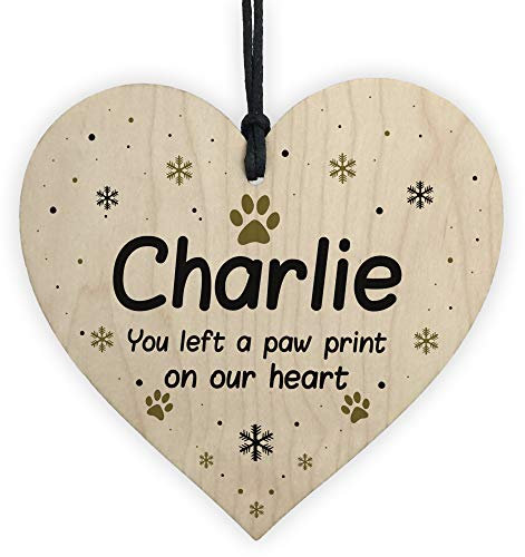 RED OCEAN Wooden Personalised Dog Cat Pet Memorial Christmas Tree Decoration Bauble Gift