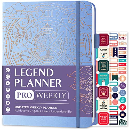 Legend Planner PRO - Agenda settimanale e mensile Deluxe per aumentare la produttività e raggiungere i tuoi obiettivi, agenda organizer per la gestione del tempo, non datato, copertina rigida 18 x