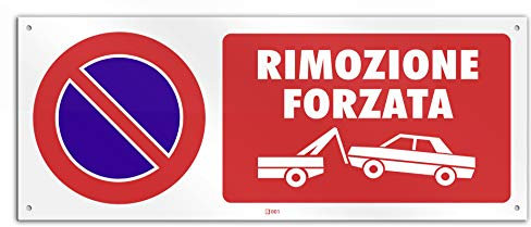 Cartello cm 30x12 - Divieto di Sosta Rimozione Forzata (PVC spessore 1 mm con 4 fori)
