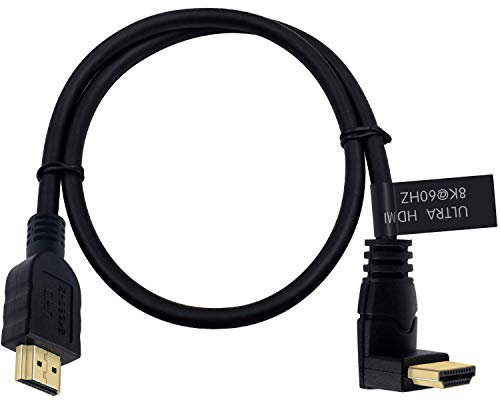 Maxhood 8K HDMI Cable 2feet, HDMI 2.1 Cable 90 Degree Down Angle HDMI Cable 8K HDMI Cable 48gbps 2.1 Cable, Support 8K@60Hz 4K@120 7680P HDMI 2.1 Cable Real 8K for TV/Xbox /PS4 /PS5(M/M Down)