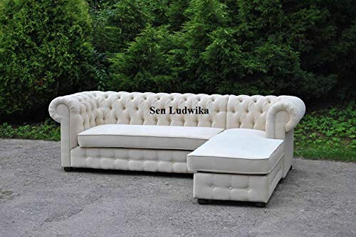 jvmoebel Chesterfield Ecksofa L-Form Stoff Design Couch Polster Sitz Sofa Textil Eck Neu