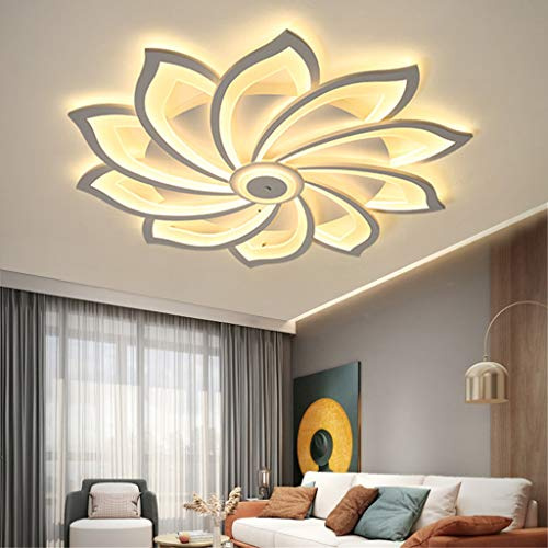 JINWELL LED Modern Deckenleuchte Dimmbar Deckenlampe, Groß Wohnzimmerlampe Helligkeit Einstellbar Lichtfarbe Schlafzimmerlampe Esszimmer Acryl Lampenschirm Pendelleuchte,10 heads/100cm