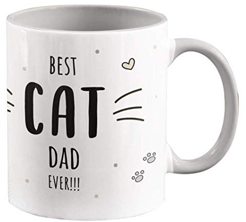 Personalisierte Kaffee-Tasse [Best Cat Mom] oder stolzer [Best Cat Dad] personalisierte Geschenke für Katzenbesitzer - 330 ml - verschiedene Designs (Katzenpapa - Grau)