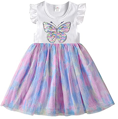 VIKITA Mädchen Kleider Sommerkleid Blume Baumwolle Lässige Kinderkleidung Gr.92-128 SH4786 8T