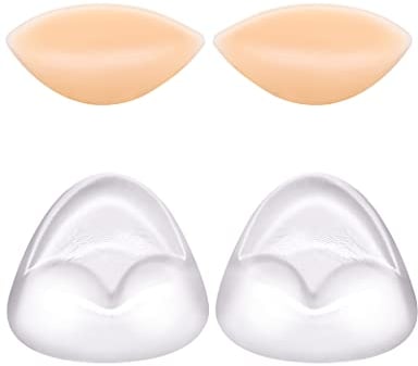 Kiiwah 2paar Silikon BH Einlagen, Bikini Einlagen Push Up BH Pads Wiederverwendbar Wasserdichte BH-Einlagen in Transparente und Hautfarben für Bikini Badeanzug