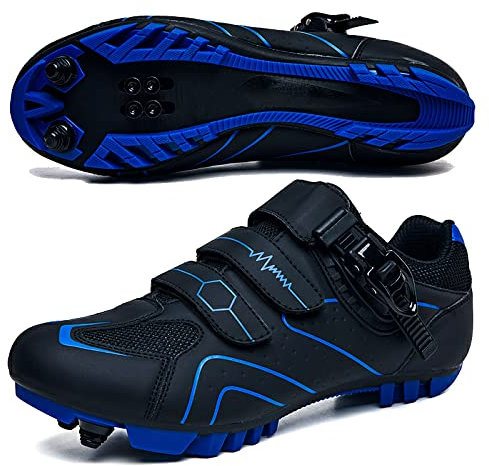 GZQIAWY Radfahren MTB Schuhe Herren Sport Route Cleat Road Dirt Bike Speed Flat Sneaker Racing Damen Fahrrad Mountain SPD Biking Blaue und Schwarze Berge 40