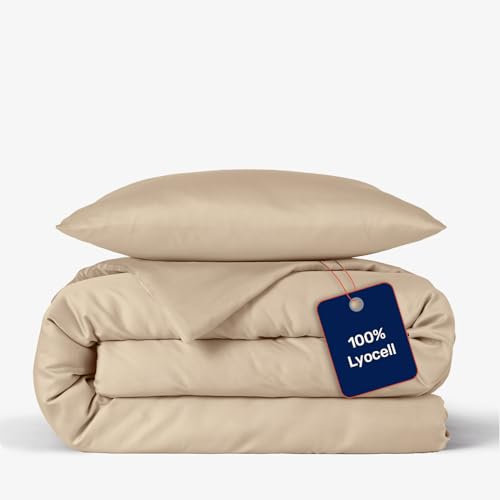 twenty:three Lyocell Bettwäsche (1x) 135x200 + (1x) 40x80 Creme Beige - 100% Tencel - Gewonnen aus Eukalyptus - Hochwertig - Nachhaltig - Atmungsaktiv - Luxus - Hypoallergen
