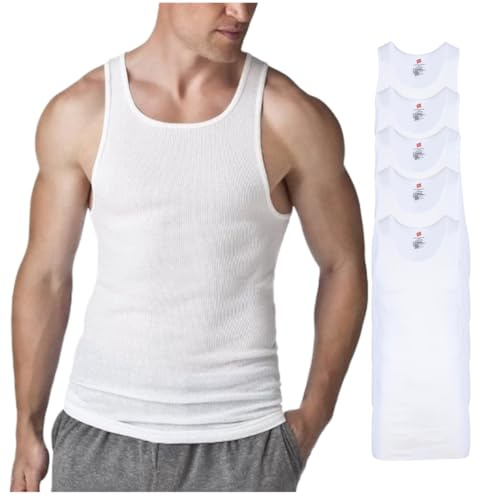 Hanes Men’s Tagless Ribbed Undershirt Tall, Various Pack Size Options
