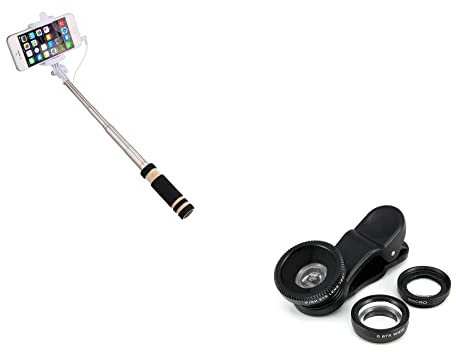 Pack Photo pour Nokia XR20 Smartphone (Mini Selfie Stick + Objectif Pince 3 en 1) Android iOS Bouton