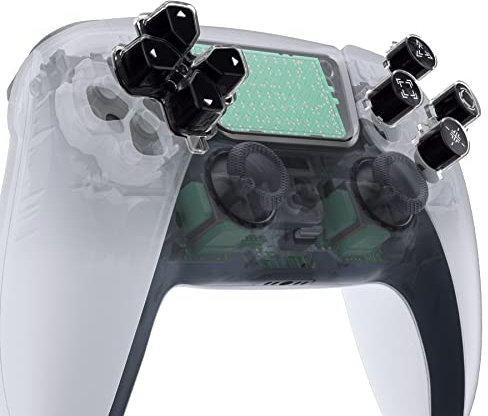 eXtremeRate 3-farbige Taste Kit für ps5 Controller, Custom Ersatz Symbol D-pad & Aktionstaste Knöpfe Set, Re-Design Face Buttons Zubehör für ps5 Controller-Weiß&Schwarz&Clear