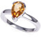 namana Citrin-Ring aus 925er-Sterlingsilber für Damen, Ring aus Sterling Silber mit einem natürlichen Citrin-Edelstein, Silberringe für Frauen mit birnenförmigen Citrin-Edelsteinen, Ringgröße 54