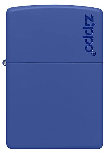 Zippo Sturmfeuerzeug - Flame & Logo - Royal Blue Matte Finish mit Lasergravur - Nachfüllbar - Wiederverwendbar - Windfestes Design - Geschenkbox - Made in USA
