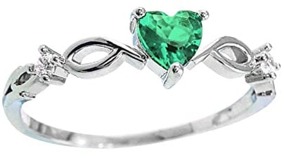 Anillo Romántico Corazón Con Dedo Con Joyería Moda La A Simple Forma Novia De De Cumpleaños Piedra Circonio Sortija Mujer De Rings Nail Ring (Green, 9)
