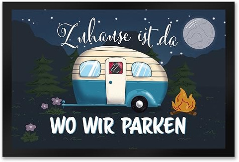 speecheese Zuhause ist da, wo wir parken Nachthimmel Fußmatte XXL in 50x75 cm mit Camper-Motiv EIN farbenfroher Fußabtreter als hübsche Geschenkidee für Camping-Begeisterte in jeder
