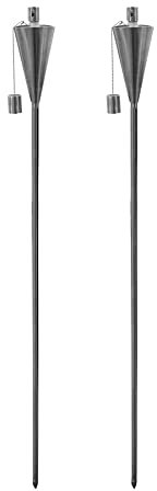 2x Plata 146cm Metal Cono Jardín Antorchas de Fuego - Alto Exterior Citronela Parafina Quemador de Aceite Tiki Estaca Linterna Luces - por Harbour Housewares