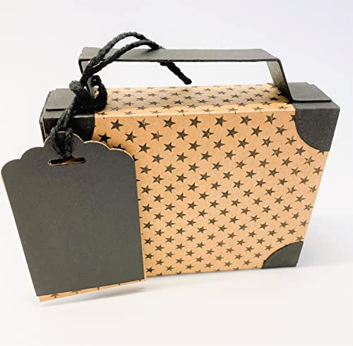 Koffer, Reisekoffer aus Papier und Karton als Geschenkverpackung für ein Geldgeschenk zum Urlaub oder für einen Reisegutschein, edel und handgemacht aus hochwertigen Materialien (12x9x3,5cm)