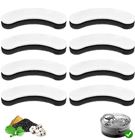 BFLICROY Pet Fountain Filter Replacement, Cat Water Fountain Filters Compatible with NPET DF10 Dog Water Fountain, 170oz/1.3Gallon/5L Large Automatic Pet Water Dispenser Filter 8 Pack