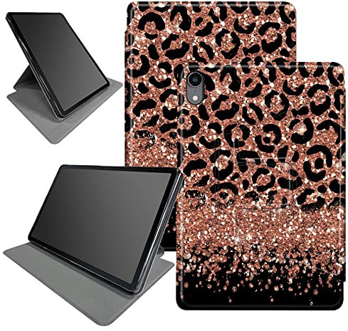 Funda con purpurina de leopardo para iPad Air 3 (3ª generación) de 10.5 pulgadas 2019 / iPad Pro de 10.5 pulgadas 2017, soporte plegable giratorio de 360 grados, múltiples ángulos de visión, funda con