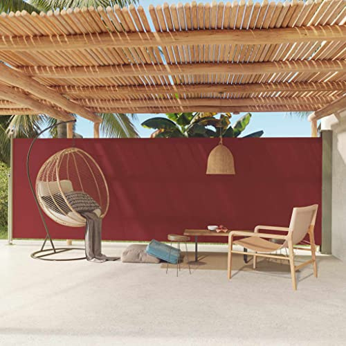 puraday 180x600 cm Seitenmarkise Ausziehbar Rot Terrassen-Sichtschutz Balkon Seitenwand Stilvolle Seitenmarkise Wind- Und Sonnenschutz Sichtschutz Und Einfache Installation