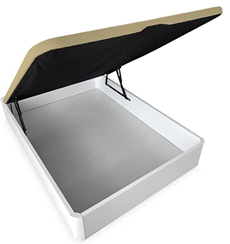 Somnia Descanso - Canapé Abatible Extra Reforzado Gran Capacidad con Tapa Transpirable, Esquinas Redondeadas, 90 x 190, Blanco