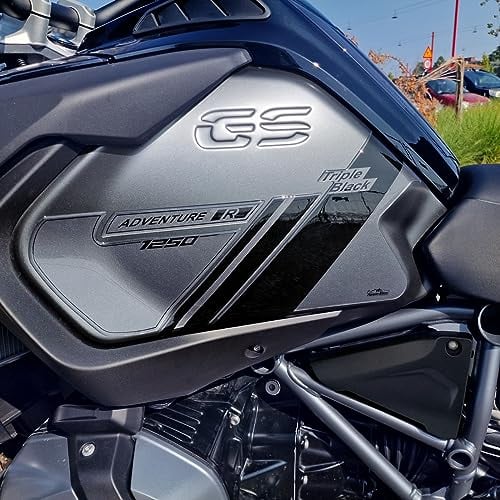 Resin Bike Aufkleber für Motorrad Kompatibel mit BMW R 1250 GS Adventure 2021-2022 Triple Black. Seitenschutz für den Tank vor Stößen und Kratzern. 3D-Harzklebstoff – Stickers - Made in Italy