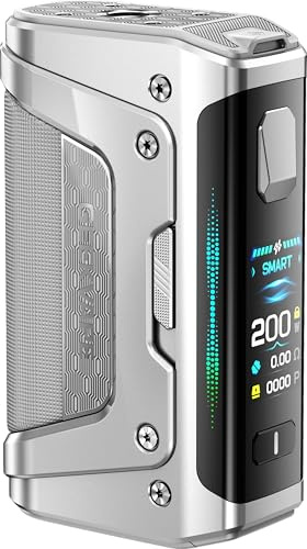 GEEKVAPE Aegis Legend 5 Box Mod 200W | 510 Fil - ECO / Smart / Normal / Custom / TC Type-C fit GeekVape Z Sub Ohm Tank, Sans nicotine, San Batterie (Argent Givré -)