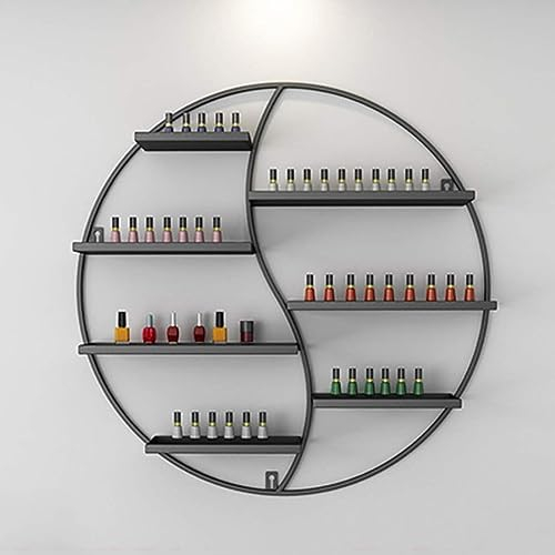 Yesbon Wandmontiertes Nagellackregal aus Metall, Aufbewahrungsregal für ätherische Öle, Nagelstudio, Eisenwandregal, Kombinationsregal, für Nagelstudio,Schwarz,A