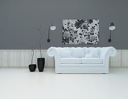 A.S. Création Leinwandbild mit Rosen-Blüten - Kunstdruck Schwarz Weiss - 120x80 cm Querformat - Moderne Wanddekoration Schlafzimmer Wohnzimmer - Bild auf Keilrahmen