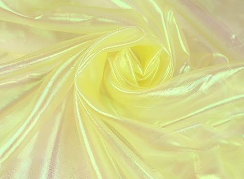 Organzastoff zum Nähen Meterware, 500cm x 150cm Bunte Glitzer Organza Tüllstoff Tüll Dekostoff zum DIY Basteln Bekleidung Tüllrock Gardine Schals Vorhänge Tischdecken Hochzeit Party Deko,Gelb