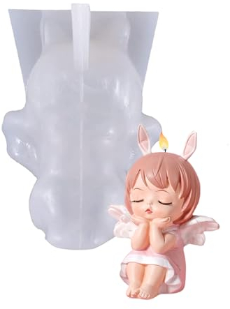 QIUMING Angelo Stampo in Silicone per Candela 3D Fatto a Mano Fai da Te Craft Mould kit per candele fai da te con stampi silicone per Resina Fabbricazione Candele di aromaterapia Sapone (Bianco A)