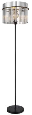 GLOBO STEHLEUCHTE - SCHWARZ MATT - METALL - RAUCHGLAS - 1-FLAMMIG - H 152 CM