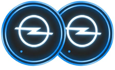 2 Stück Getränkehalter LED,7 Farben wasserdichte Atmosphäre Lichter Logo DekorationAuto Untersetzer USB Lade für Opel Zafira A B Astra H G J K F Mokka Corsa B C D Vectra Tigra