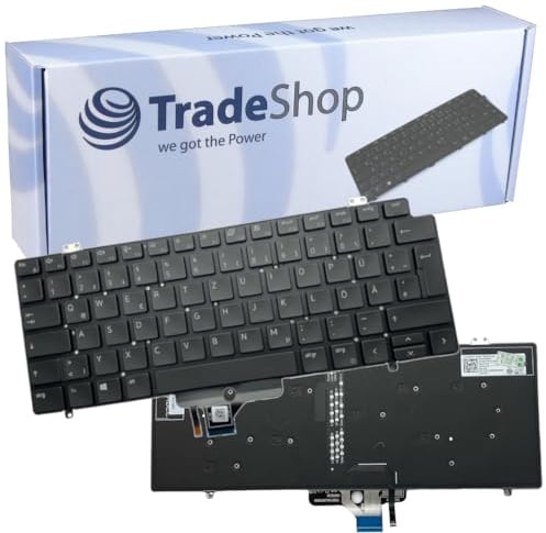 Trade-Shop Original Laptop Notebook Tastatur Deutsch QWERTZ Schwarz mit Backlight kompatibel mit Dell Latitude 7410 2-in-1 ersetzt 0RR5WC, PK132UG2C16