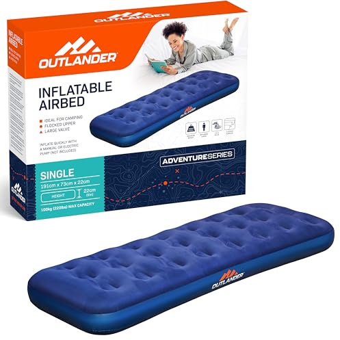 Vivo Technologies Single Airbed for Adults, Waterproof Single Blow up Camping Bed, Air Bed Air Mattress Single Blow Up Mattress Quick Inflatable Mattress for Travel, Camping