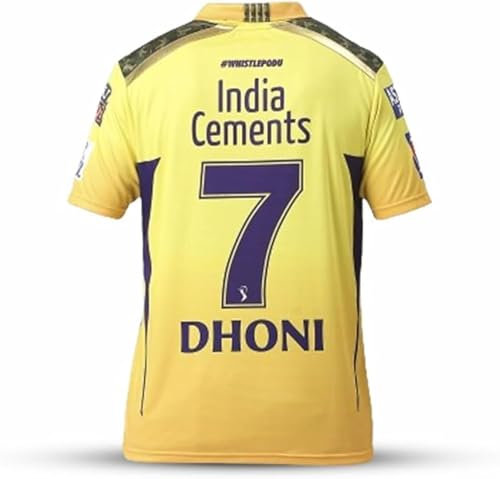 KNK Chennai Super Kings Cricket Match Trikot IPL 2023, DHONI 7D, Hs Jersey, L