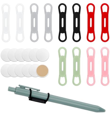 XIHIRCD 12pcs Magnetic Pen Holders, Adjustable Silicone Marker Holder Pencil Organizer Storage Magnet Pen Clip for Refrigerator Fridge Whiteboard Classroom Office Desk Accessories (Multicolor)