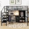 Bellemave Full Loft Bed with Desk and Wardrobe, Loft Bed with Storage Stairs, Loft Bed Full Size Adults, Kids, Teens Metal, Black