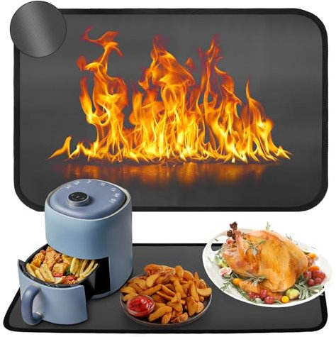 POFIBO Tappetino resistente al calore, 60 x 40 cm, antiscivolo e impermeabile, resistente al fuoco, per la protezione del piano di lavoro