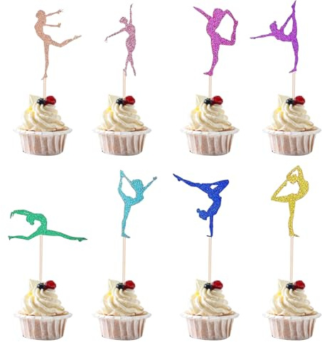 JEKUGOT 32Pcs Gymnastics Cake Toppers Girls, Ballet Decorations for Sports Party Supplies