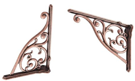 Support robuste, lot de 2, 25,4 cm, cuivre antique, équerre de support mural à angle droit, équerre d'étagère décorative, vintage, matériel pour étagères inclus