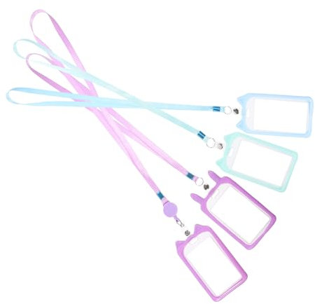 Gogogmee 4Er Set Silikon Ausweishalter Mit Transparentem Fenster Und Umhängeband Für Kreditkarten Dienstausweise Und Buskarten Praktischer Kartenhalter Für Büro Schule Und Reisen