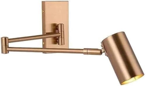 Wandleuchte Innen Wandlampe Industrielle Wandleuchte mit langem Schwenkarm, goldene Lampe mit verstellbarem Arm, ausziehbare Lampe, fest verdrahtete Wandmontage, Leselicht for Bett, Schlafzimmer, Kopf