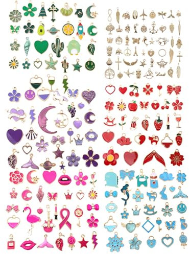 200Pcs Mixed Color DIY Small Alloy Charms for Jewelry Making, Scrapbooking, Crafts, Necklace, Earring, Bracelet Design, and Keychain Creation - Cute Drip Oil Charms
