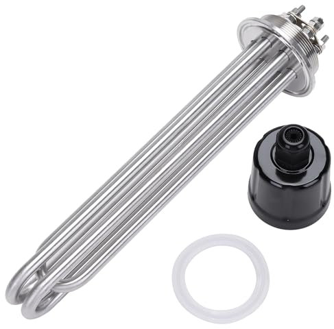 DERNORD Heizelement Tri-Clamp 4500W 220V DN50 2 Zoll Heizstab Tube Flansch aus Edelstahl mit Schwarzer Kunststoffabdeckung und Silikonring