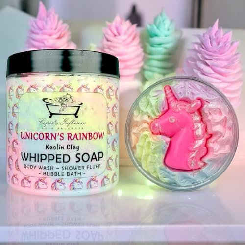 Unicorn's Rainbow Whipped Soap | Kaolin Clay Body Wash | Shower Fluff | Shaving Foam | Shower Cream | Bubble Bath | Luxurious Shower Whip | Unicorn Soap | Rainbow Soap