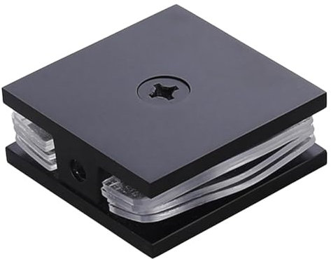 Ruuizksa Pince à Verre en Laiton, Pince en U pour Panneau Fixe à Trou dans le Verre, Quincaillerie de Porte à Moustiquaire Carrée pour Salle de Bain de 5/16 Po à 1/2 Po, Installation Facile Noire